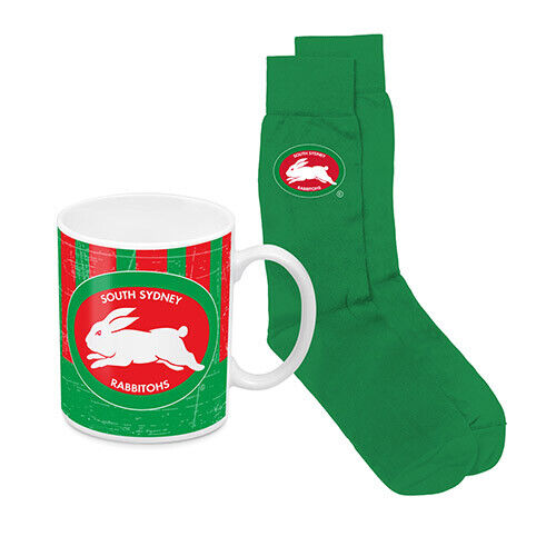 South Sydney Rabbitohs NRL Ceramic Coffee Mug Cup and Jacquard Knit Socks Gift - Picture 1 of 12