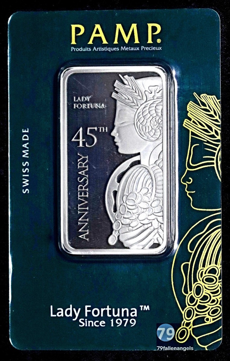 Lady Fortuna PAMP Suisse 45th Anniversary Silver 1 oz Bar (In