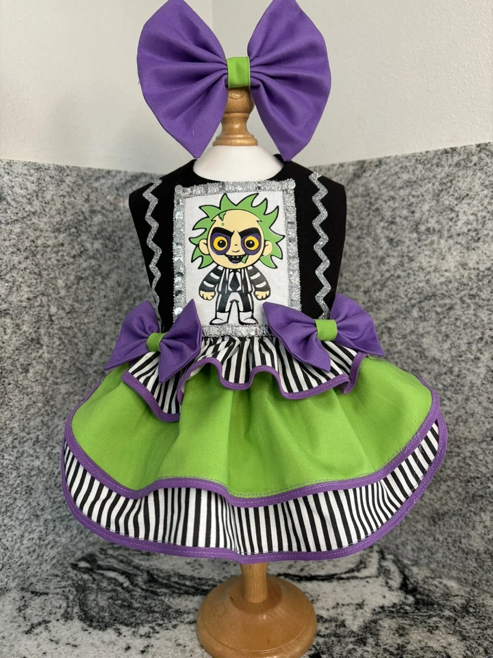 VESTIDO CACHORRO Outono Halloween Beetlejuice Fantasia Novo Bling FRETE GRÁTIS P, M, - Imagem 2 de 4