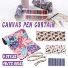 48/72 Holes Canvas Wrap Roll up Pencil Case Art Pen Bag Holder Storage Pouch AU