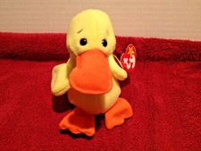 Yellow  Orange Quackers Duck Beanie Babies Retired Collection Mint Condition