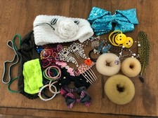 Large lot girls hair bows and hair accessories, pins, bun donuts, hair bands