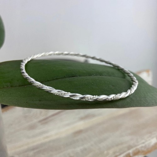 Handmade Artisan Twisted Rope Bangle Bracelet 925 k Silver Turkish Jewelry - Picture 3 of 3