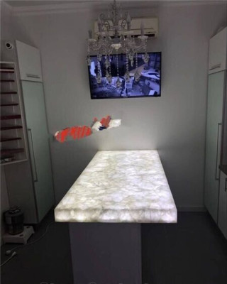 White Quartz Agate Table Top Handmade Mosaic Art Furniture For Home Decor 36x28