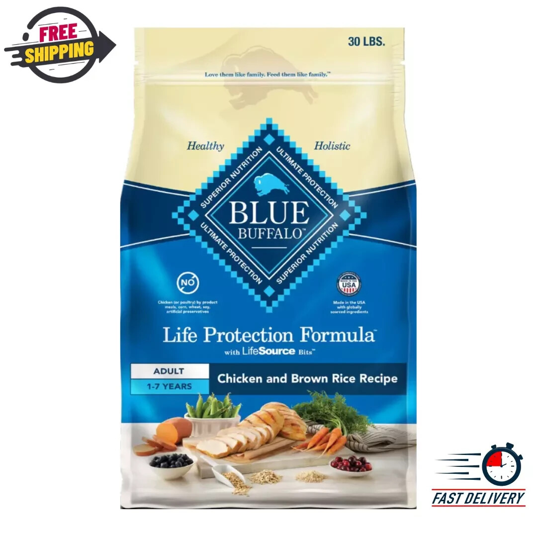 Blue Buffalo Life Adult Chicken & Brown Rice Recipe Dry Dog Food, 30-lb bag