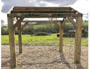 2 4m Wooden Car Port Bbq Hot Tub Shelter Ebay