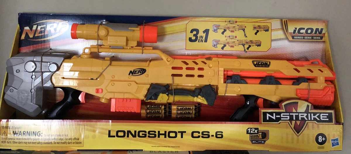 NERF N-Strike Icon Series Longshot CS-6 3 BLASTERS IN 1 