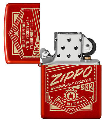 Zippo It Works Design Metallic Red Windproof Lighter, 48620