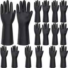 8 Pairs Chemical Resistant Latex Gloves Heavy Duty Black Rubber Gloves Cleaning