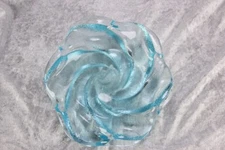 Icy Pale Blue Swirl Glass Ashtray Heavy Vintage Glassware