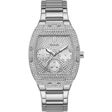 GUESS Women's Raven Quartz Silver Crystal Pave Dial 38mm Watch