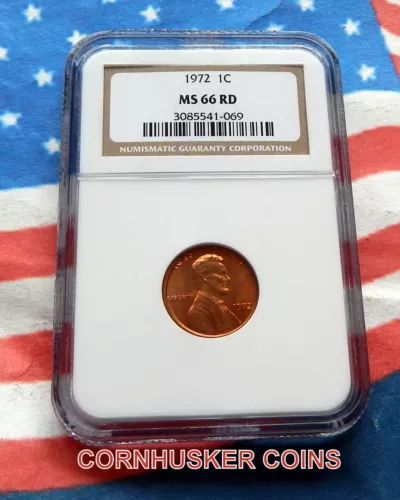 1972 LINCOLN CENT NGC CERTIFIED MS 66 RD ~ FREE SHIPPING