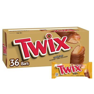 Twix Full Size Caramel Chocolate Cookie Candy Bar, 1.79 Oz, 36-Count Box