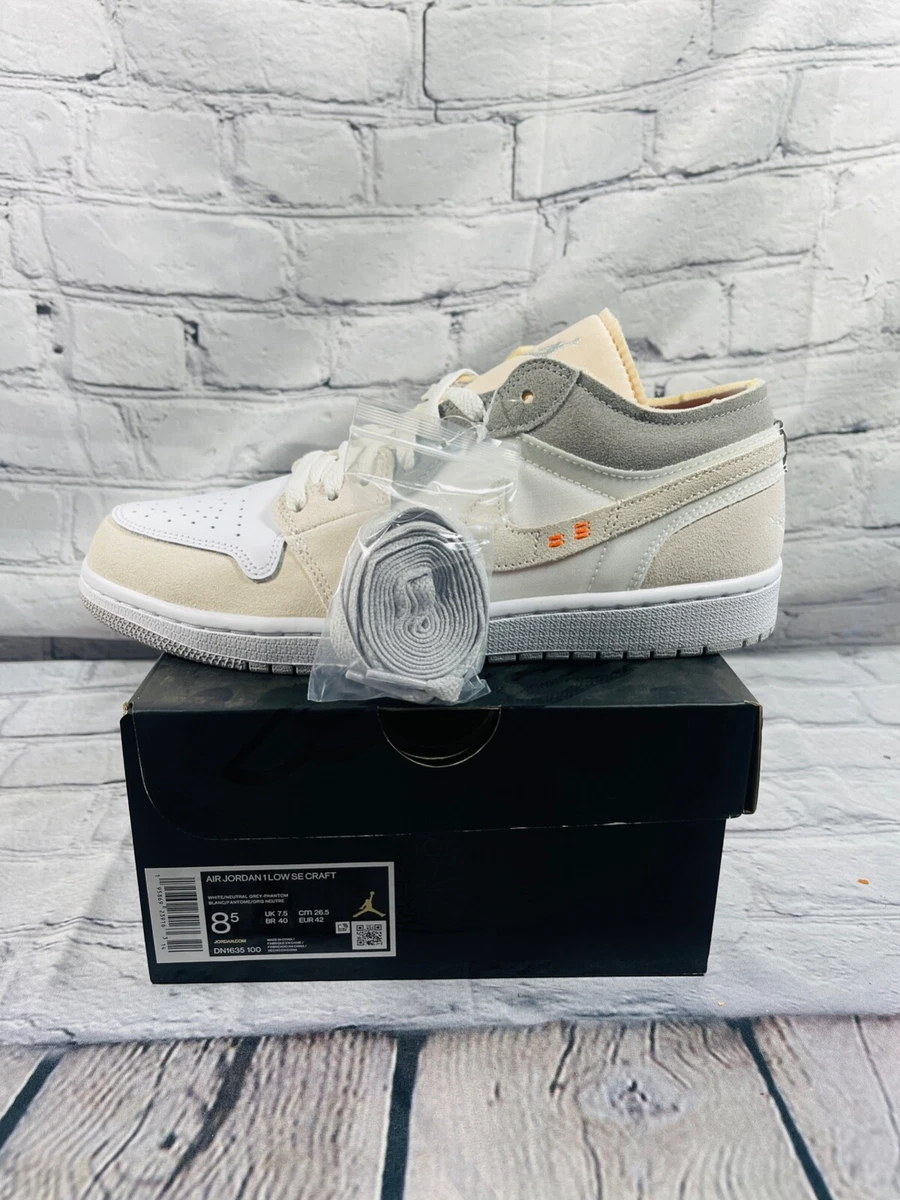 New Nike Air Jordan 1 Low SE Craft Shoes Sneakers - Cream/ Phantom