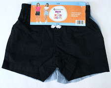 Girls Members Mark 2 Pack Black Blue Woven Pull On Shorts Size 6/6X NEW