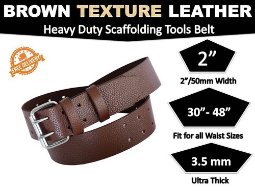2" Leather Tool belt Brown Texture BBI Scaffolding Work Tool belt - Picture 6 of 7