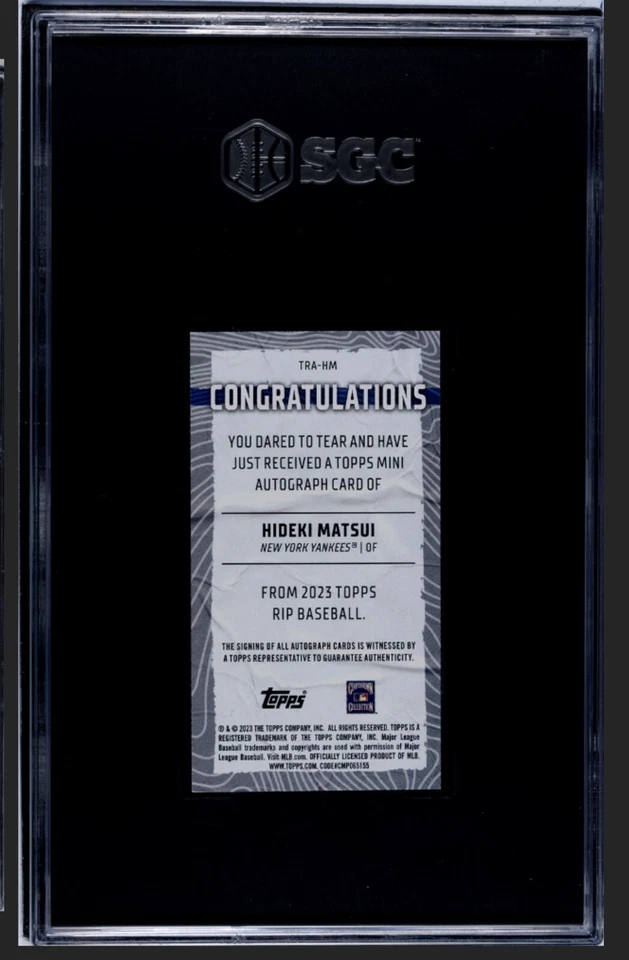HIDEKI MATSUI 2023 Topps Rip Mini Autograph 20/50 SGC 9 Mint Auto 10 (Pop 1) - Image 2 of 2