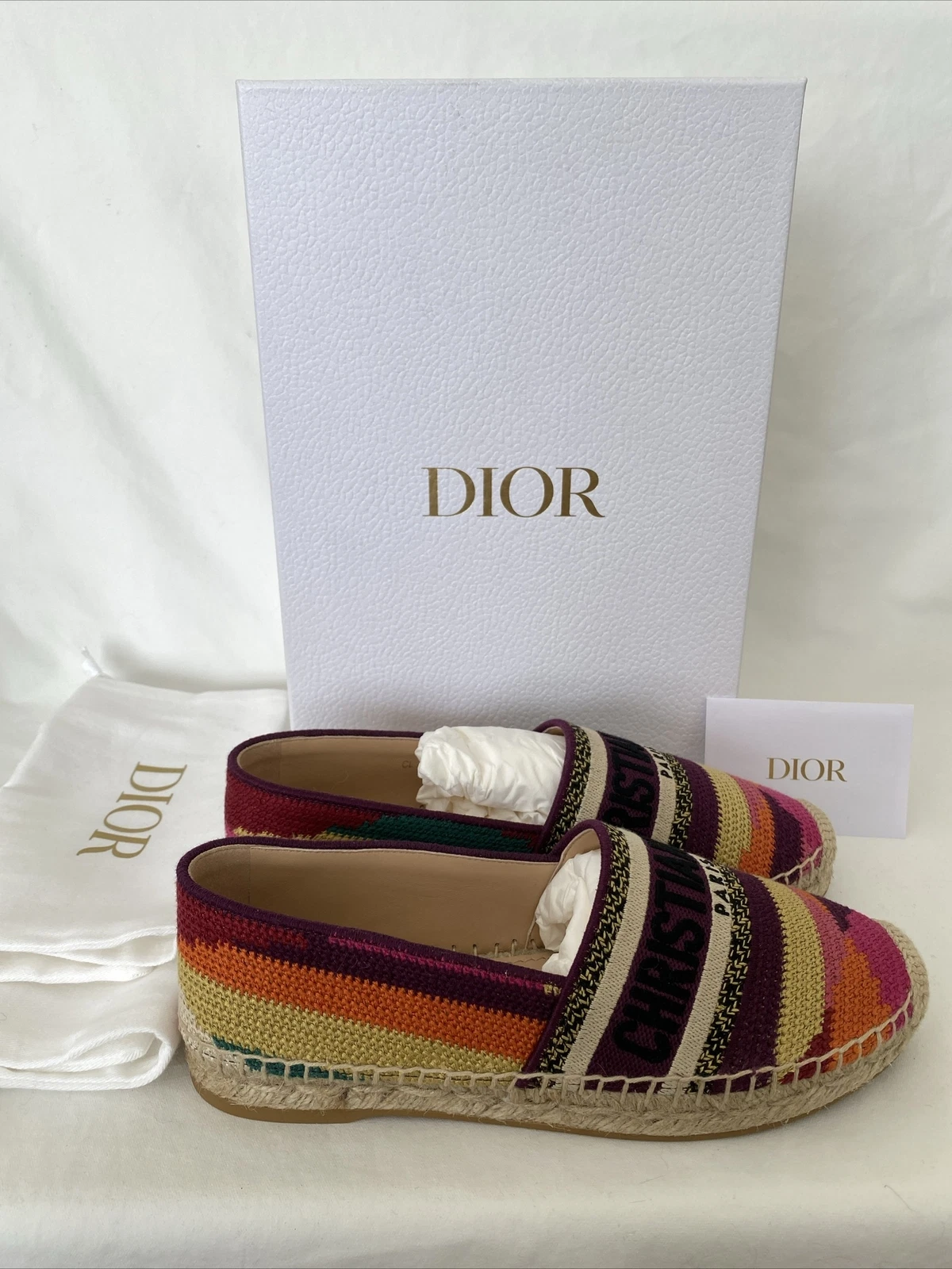 Chaussures plates Dior GRANVILLE PATCHWORK MULTICOLORE ESPADRILLES 35,OS US 5,5 NEUVES DANS LEUR BOÎTE !