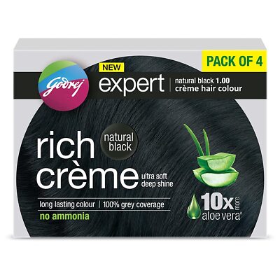 Godrej Expert Rich Crème Hair Colour (Pack of 4) - 3 Black Brown For Unisex