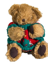 Christmas Bear With Sweater Plush Bear 7" Tall All Polyester AT
