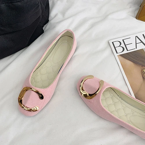 Women Flats Slip On Flat Shoes Formal Ladies Square Toe Classic Pumps Buckle - Bild 92 von 113