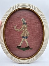 Finished Framed Vintage Needlepoint Victorian...