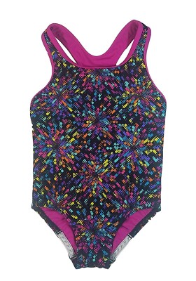 Speedo Big Girls Youth Solid Splice Cross-Back One-Piece Swimsuit Multi-Color 5