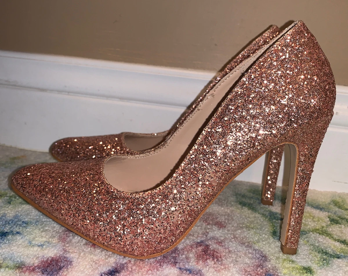 rose gold glittery pumps