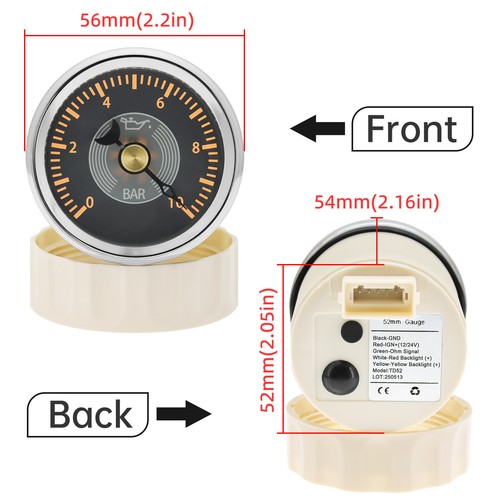 2" 52MM Waterproof Oil Pressure 0-10BAR Gauge For Marine Boat Car Truck ATV - Bild 2 von 13