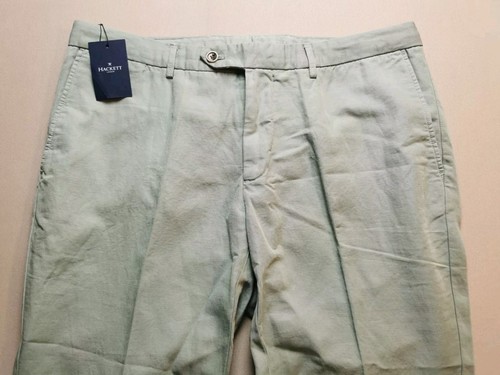 HACKETT Men's UK 38R Kensington Slim Linen Blend Chinos (NEW) In Pistachio Green - Picture 3 of 19