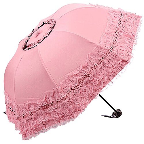 Heart Princess Lace Windproof Folding Sunny and Rainy Umbrella Ultraviolet-Proof - Picture 8 of 14