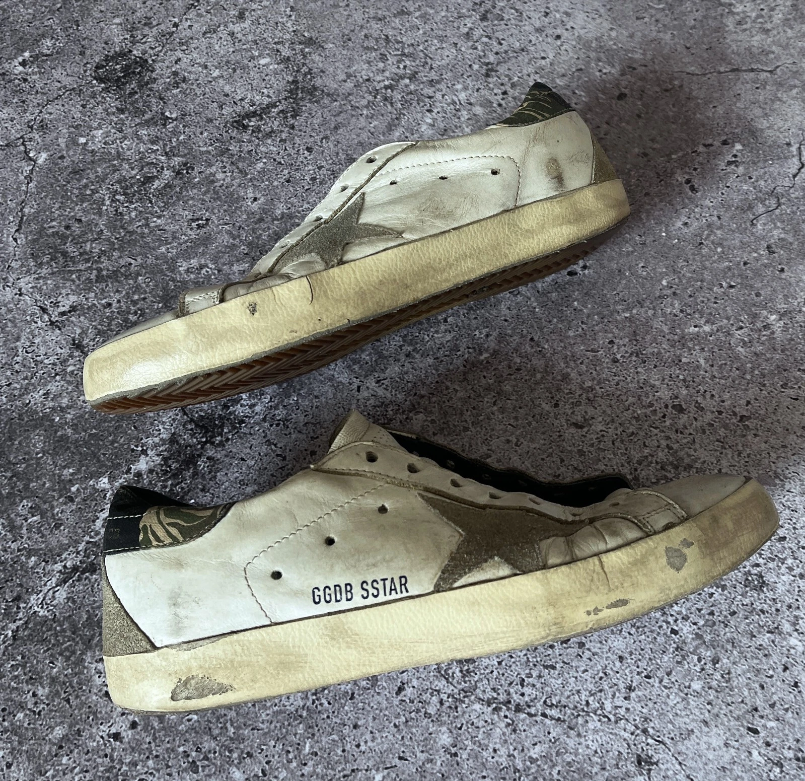 GOLDEN GOOSE Scarpe sneakers donna GOL GOOSE pelle beige superstar invecchiate taglia 10
