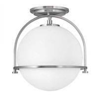 Deckenleuchte Deckenlampe Wohnzimmerlampe Nickel Stahl Glas D 28,2 Cm 1-Flammig