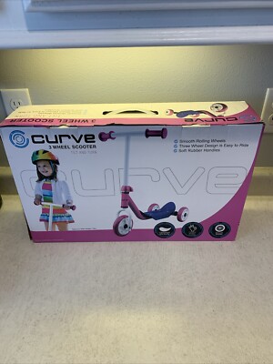 Curve 3 Wheel Kids Pink Scooter, Lightweight Smooth Wheels Stand or Sit, Outside