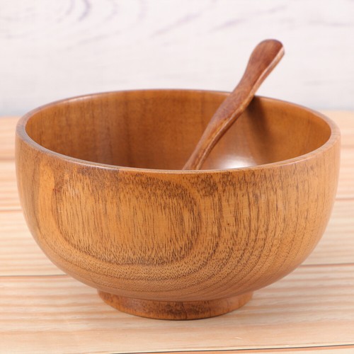2 Pcs Sour Jujube Wooden Bowl Spoon Set for Eating Small Rice Bowls - Picture 6 of 12