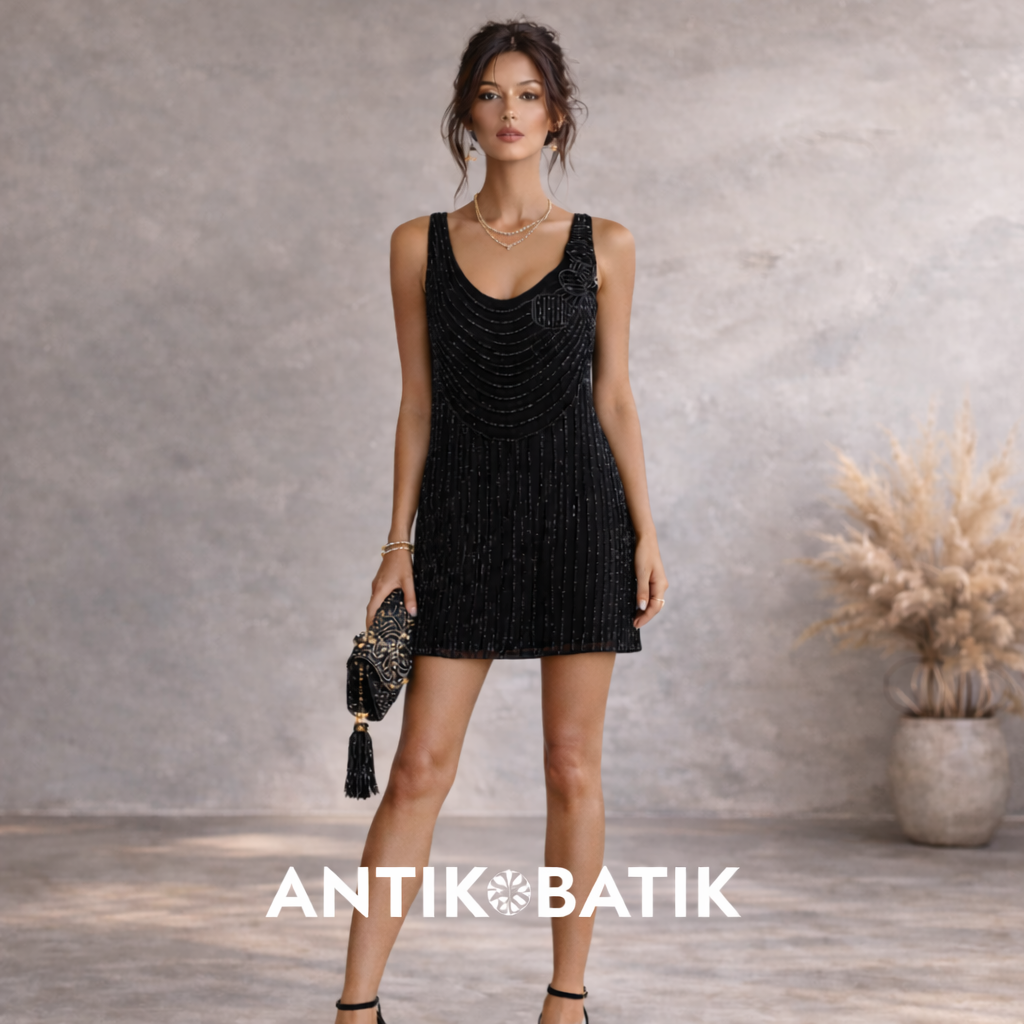 Antik Batik Black Silk Beaded Long Top / Mini Dress  Size  S UK 10 NWT RRP £145