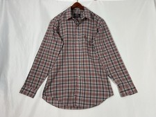 VTG Levis Mens Medium Red Blue Plaid Button Up Long Sleeve Shirt White Tab