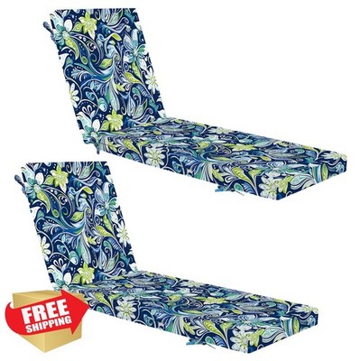 Fabuday Chaise Cushion Green Floral 72''x21'' 2pk