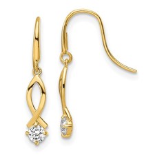14k Yellow Gold 22.25mm CZ Dangle Earrings
