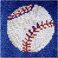 Numptain Latch Hook Kits for Adults,DIY Rug Crafts 30 cm x 30 cm, Baseball