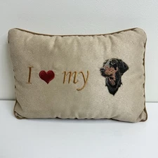 Pet Lovers “I Love My Doberman” Pillow By Paw Fect Gift 10.5x7" TAN Embroidered 