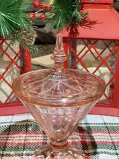 Vintage Pink Candy Dish With Lid