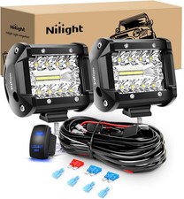 2PC 4Inch Triple Row Lights 60W Flood Spot Combo 6000LM Bar Driving Boat Led off
