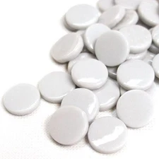  Light Gray 18 mm Glossy Round Recycled Glass Mosaic Tile Pieces - 25 tiles 