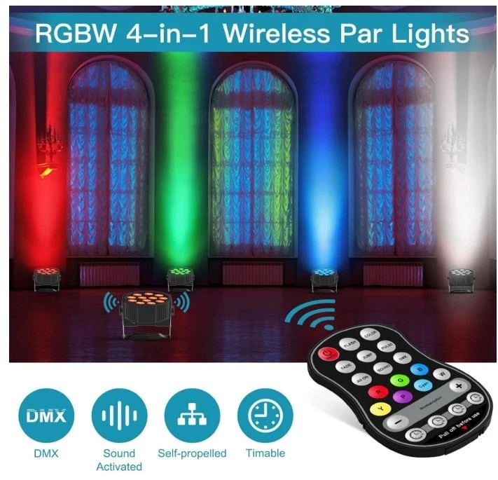 Rechargeable Par Lights RGBW 4-in-1 LED Uplights Battery Powered Stage Lights... - Image 3 of 4