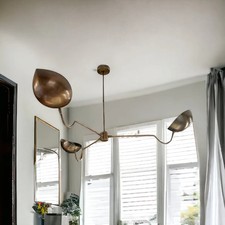 3-Arm Sputnik Chandelier Handmade Brass Starburst Light Fixture