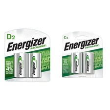Energizer Rechargeable C D Batteries 4-Pack Precharged, High Capacity