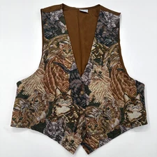 Vintage Backroad Blues Vest Womens Large Tapestry Cats Kittens Country Grandma