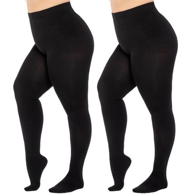 Winter Warm Tights Ladies Plus Sizes Black Opaque Fleece Lined...