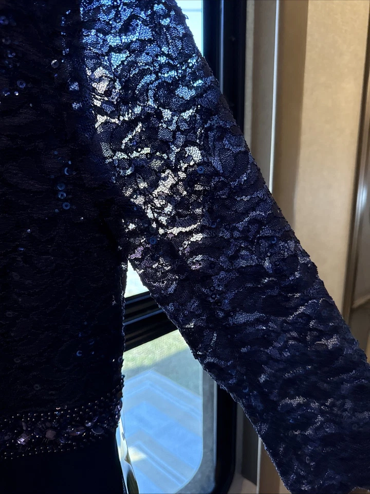 Nuevo con etiquetas Vestido Largo Onyx Nite Azul Marino Manga 3/4 Baile de graduación MOB Novia Talla 14 Nuevo Etiquetas Foto 3 de 4